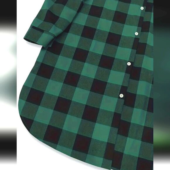 Ladies Plus size Green Button Down Flannel Long Shirt sz 4x - Picture 3 of 5